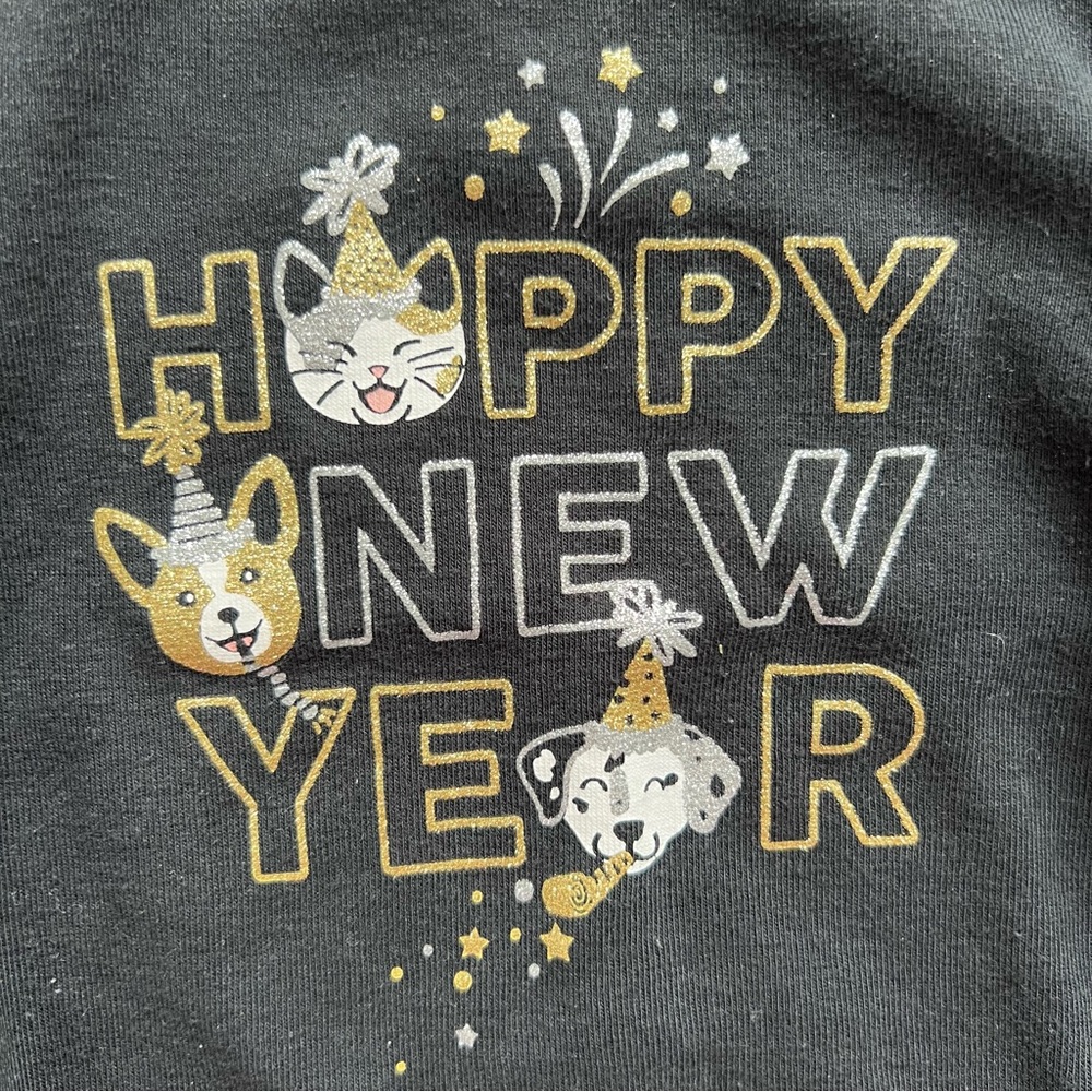 Happy New Year Silver & Gold Black Onesie, 6mo - Picture 2 of 4